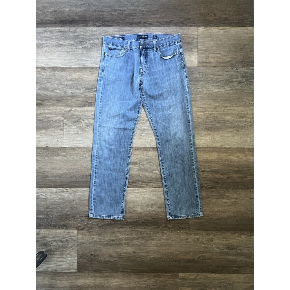Lucky Brand 221 Straight Jeans Mens 34x32 Light Wash Blue Denim Stretch 34 32